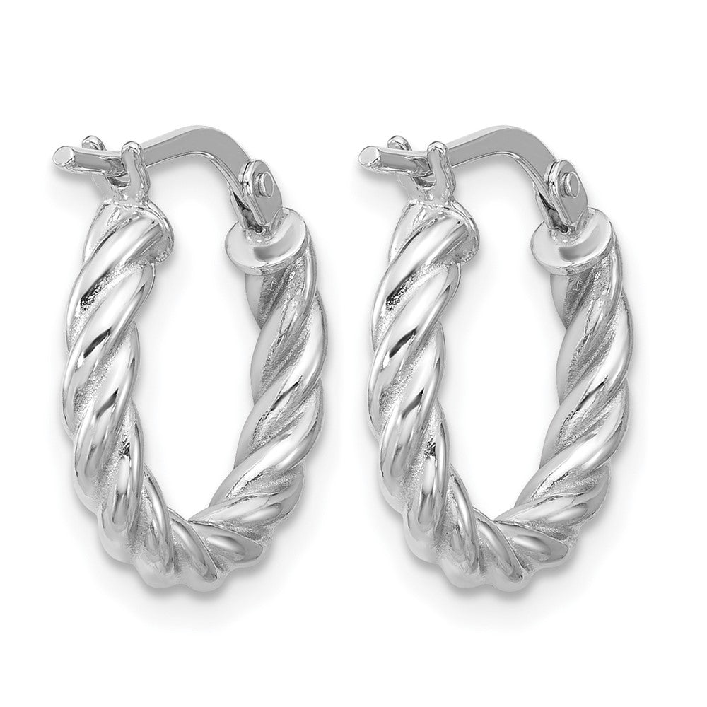14K Gelb & Rhodium Weiß Rhodiniert Platin Poliert/twisted Rund Creolen