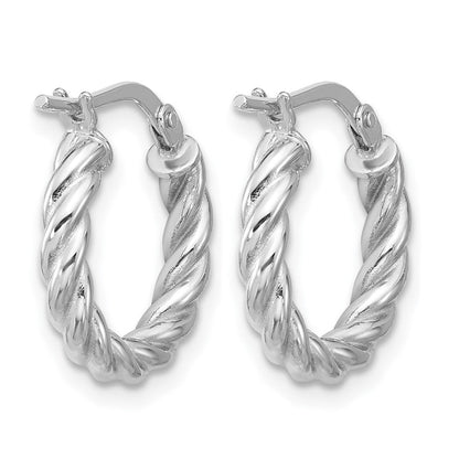 14K Gelb & Rhodium Weiß Rhodiniert Platin Poliert/twisted Rund Creolen