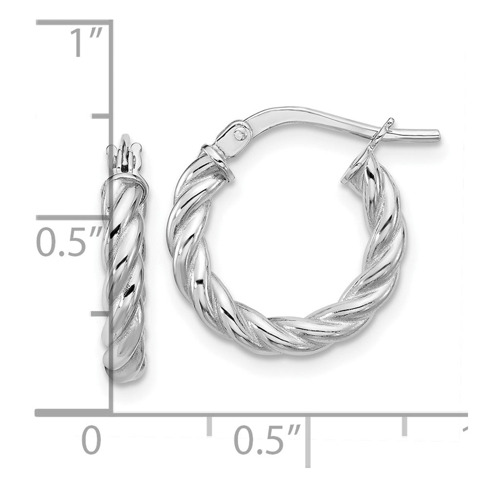 14K Gelb & Rhodium Weiß Rhodiniert Platin Poliert/twisted Rund Creolen
