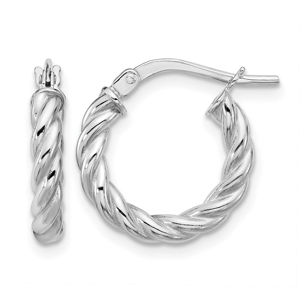 14K Gelb & Rhodium Weiß Rhodiniert Platin Poliert/twisted Rund Creolen