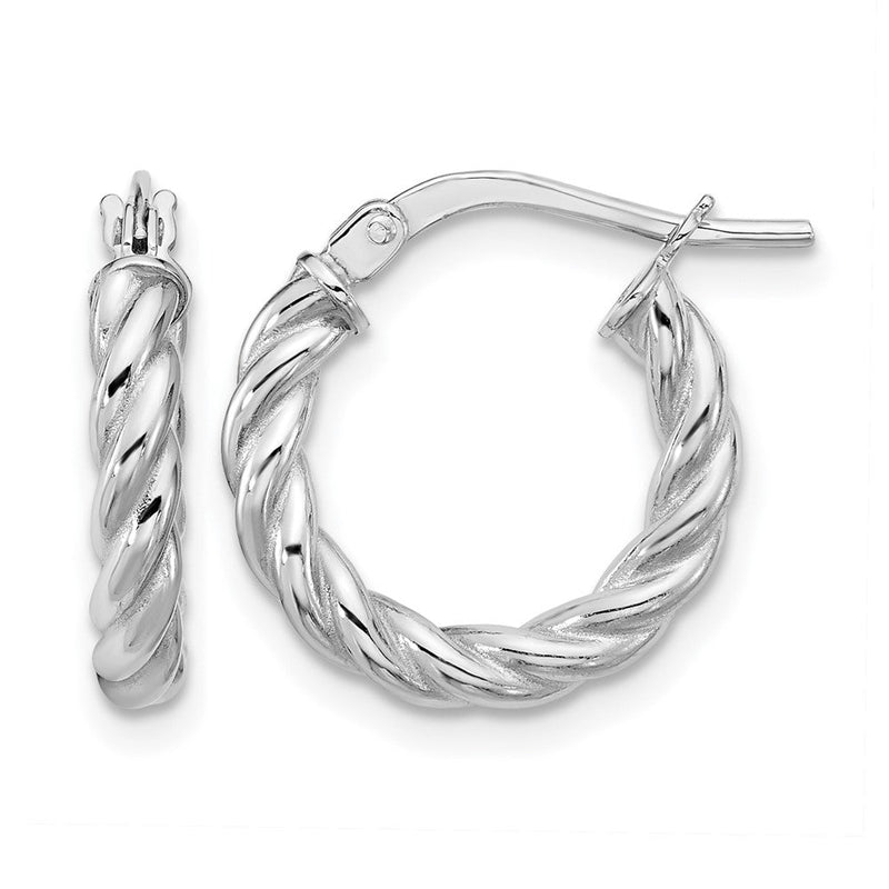 14K Gelb & Rhodium Weiß Rhodiniert Platin Poliert/twisted Rund Creolen