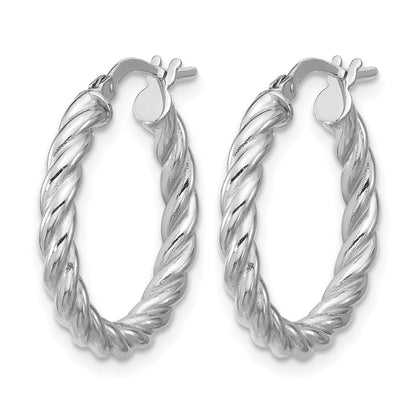 14K Gelb & Rhodium Weiß Rhodiniert Platin Poliert/twisted Rund Creolen