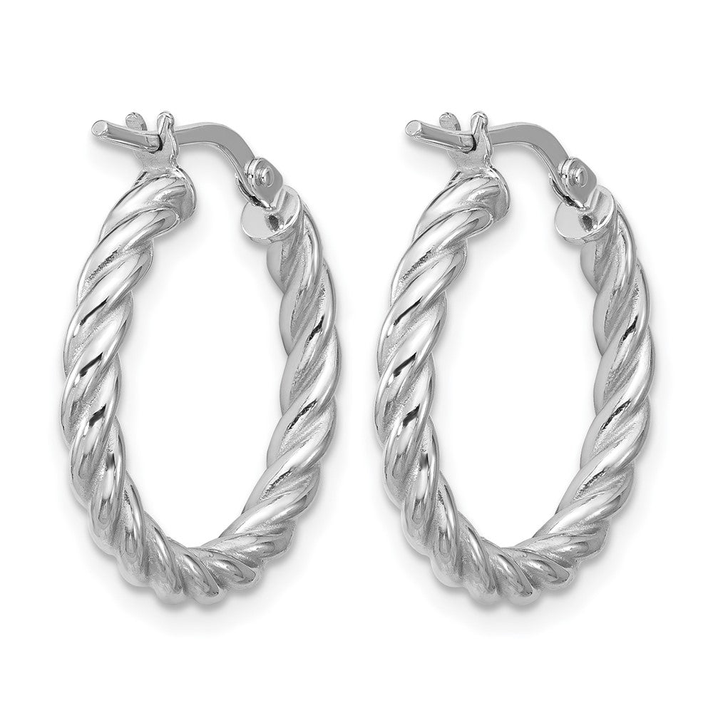 14K Gelb & Rhodium Weiß Rhodiniert Platin Poliert/twisted Rund Creolen