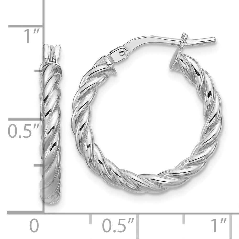 14K Gelb & Rhodium Weiß Rhodiniert Platin Poliert/twisted Rund Creolen