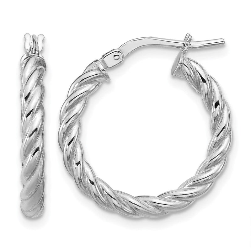 14K Gelb & Rhodium Weiß Rhodiniert Platin Poliert/twisted Rund Creolen
