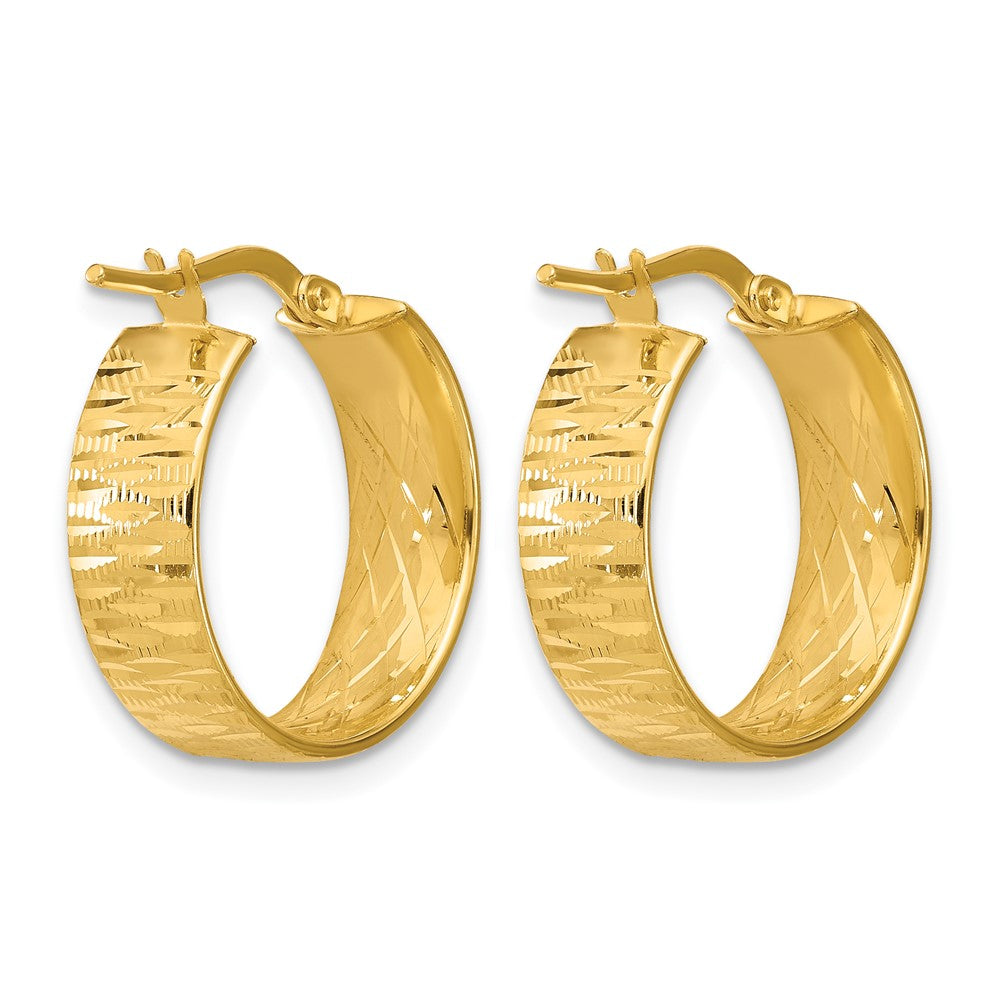 14K Gelbgold Poliert und Diamantiert Rund Creolen