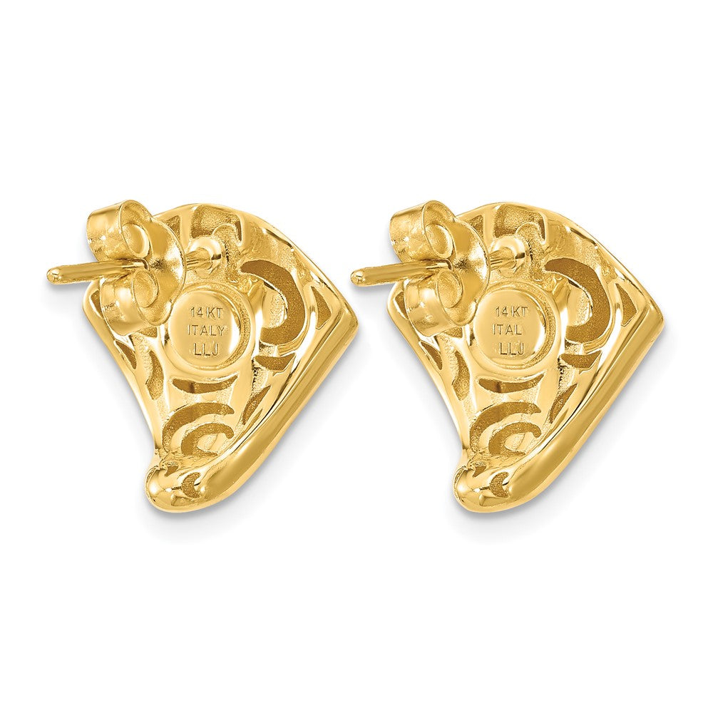14K Gelbgold Schwarz Emaille Poliert Fantasie Ohrstecker