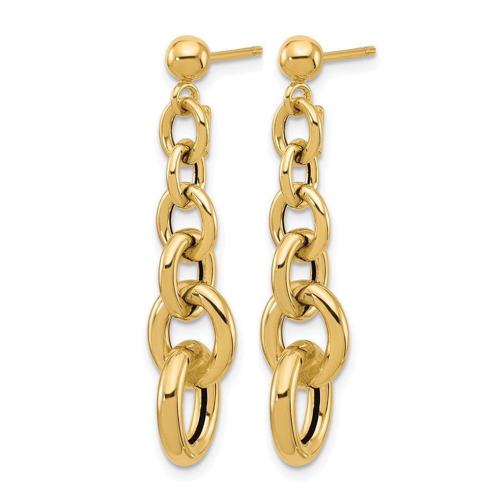 14K Gelbgold Poliert Fantasie Kreis Glieder Hängend Ohrstecker