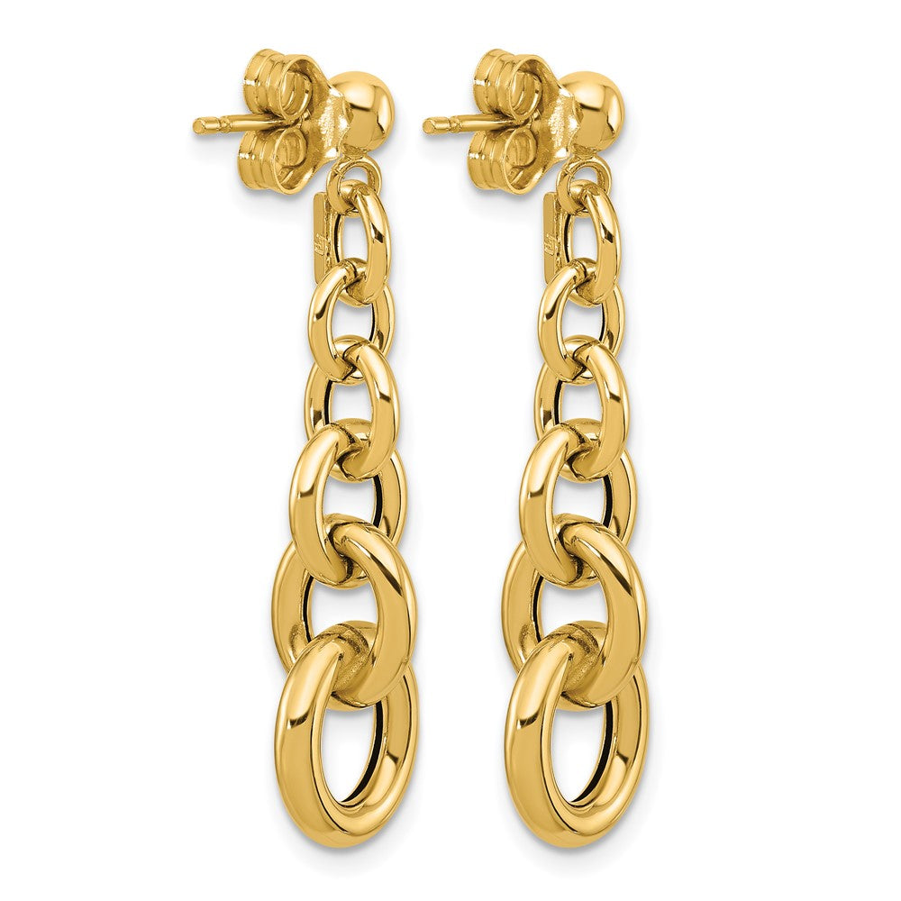 14K Gelbgold Poliert Fantasie Kreis Glieder Hängend Ohrstecker