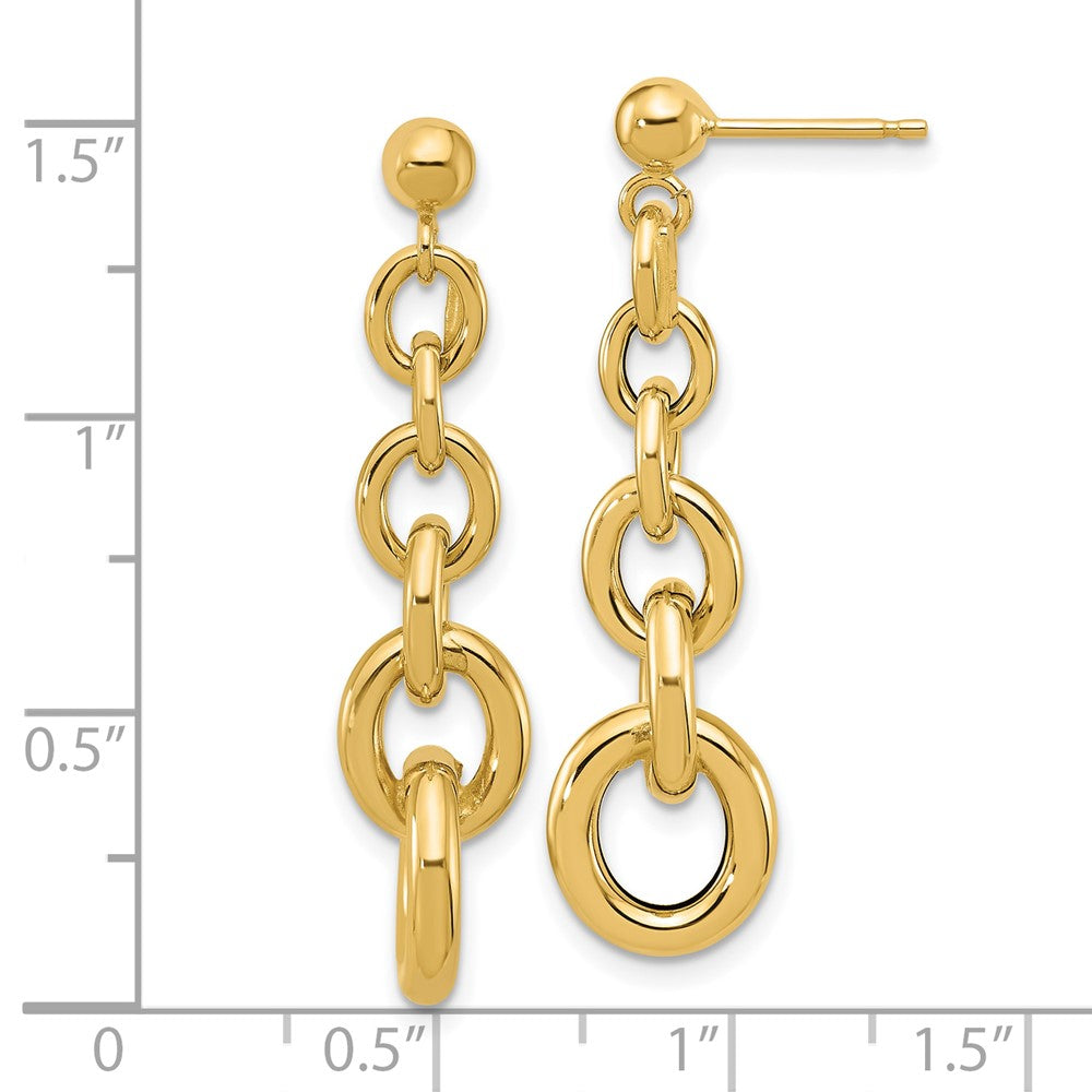 14K Gelbgold Poliert Fantasie Kreis Glieder Hängend Ohrstecker