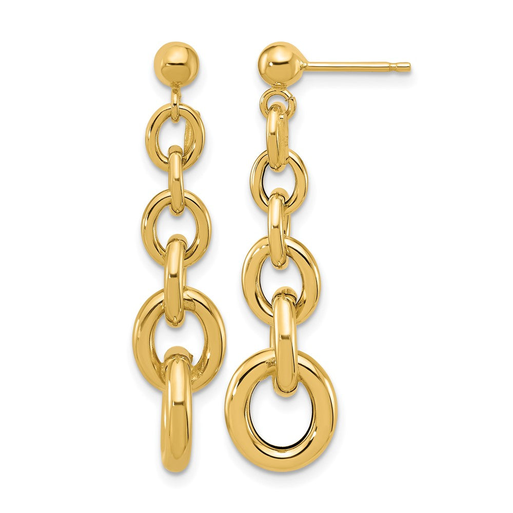 14K Gelbgold Poliert Fantasie Kreis Glieder Hängend Ohrstecker