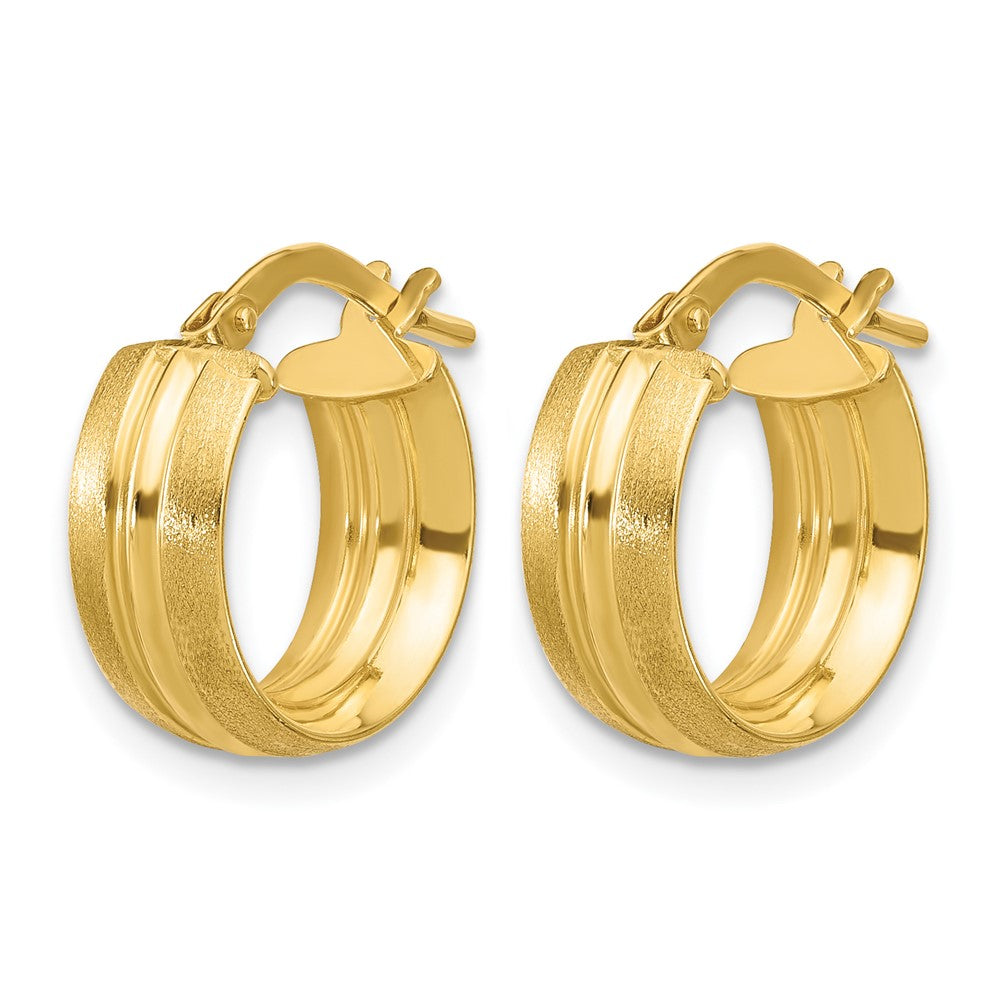 14K Gelbgold Poliert und Satiniert Rund Creolen