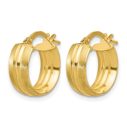 14K Gelbgold Poliert und Satiniert Rund Creolen
