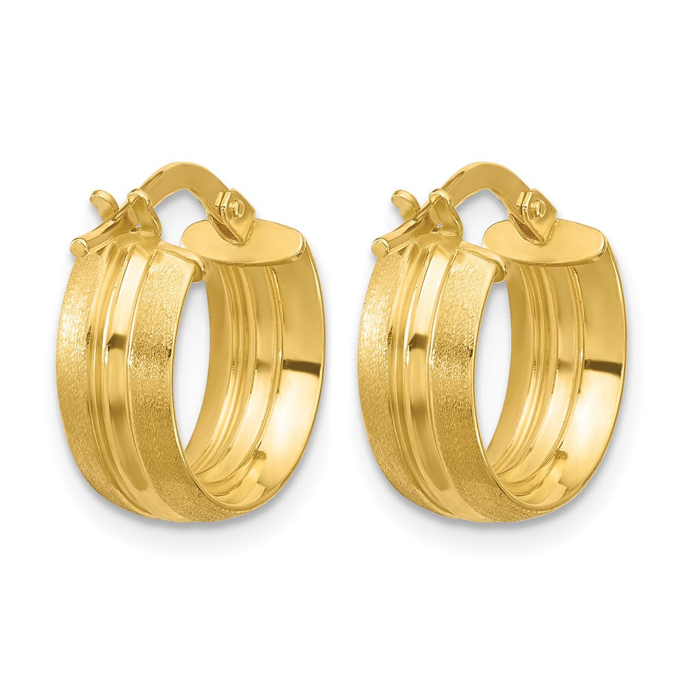 14K Gelbgold Poliert und Satiniert Rund Creolen