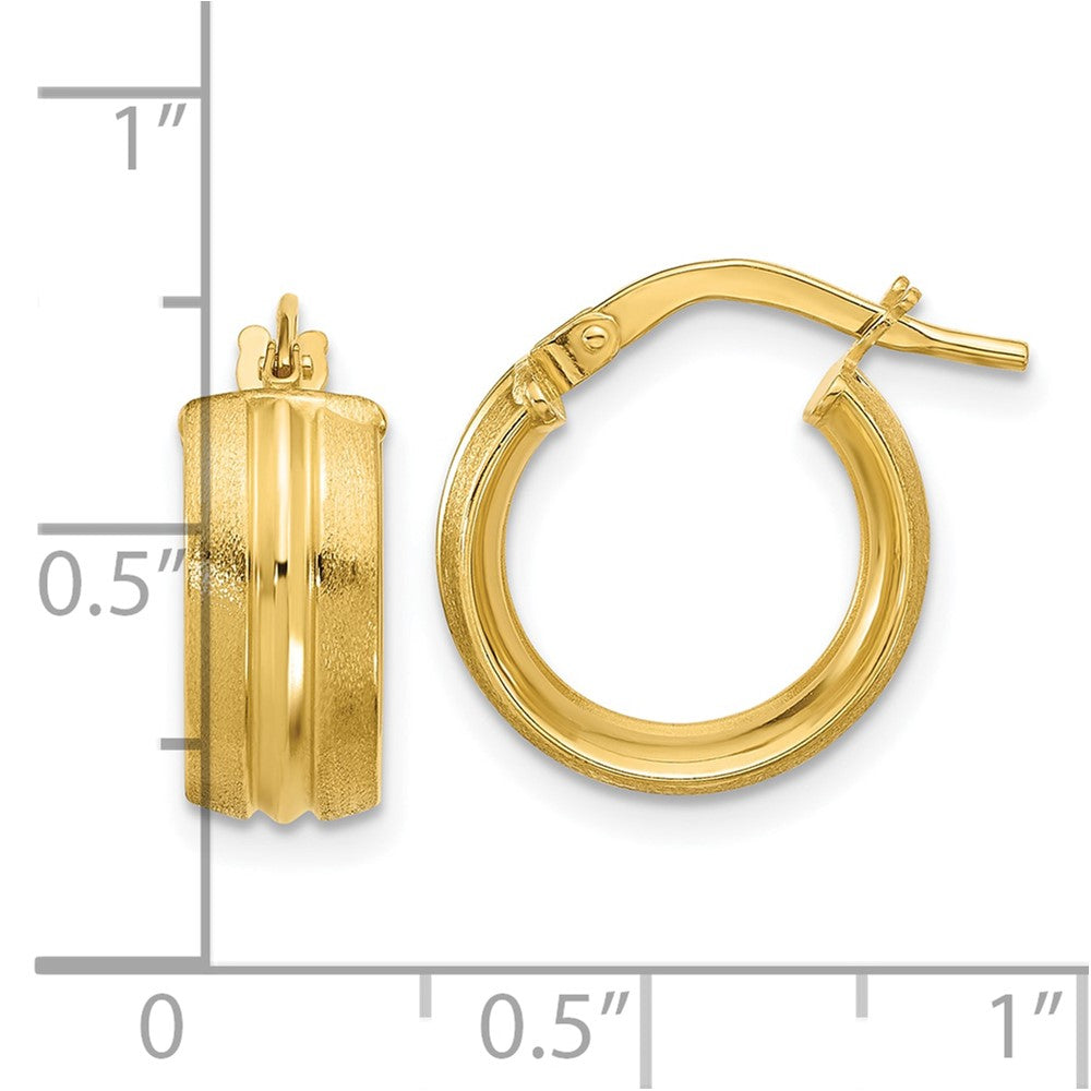 14K Gelbgold Poliert und Satiniert Rund Creolen
