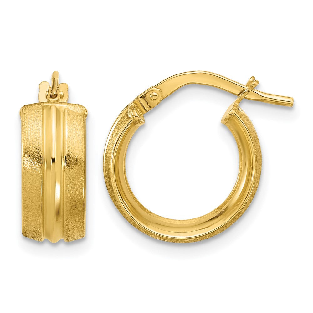 14K Gelbgold Poliert und Satiniert Rund Creolen