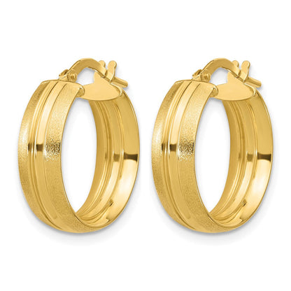 14K Gelbgold Poliert und Satiniert Rund Creolen
