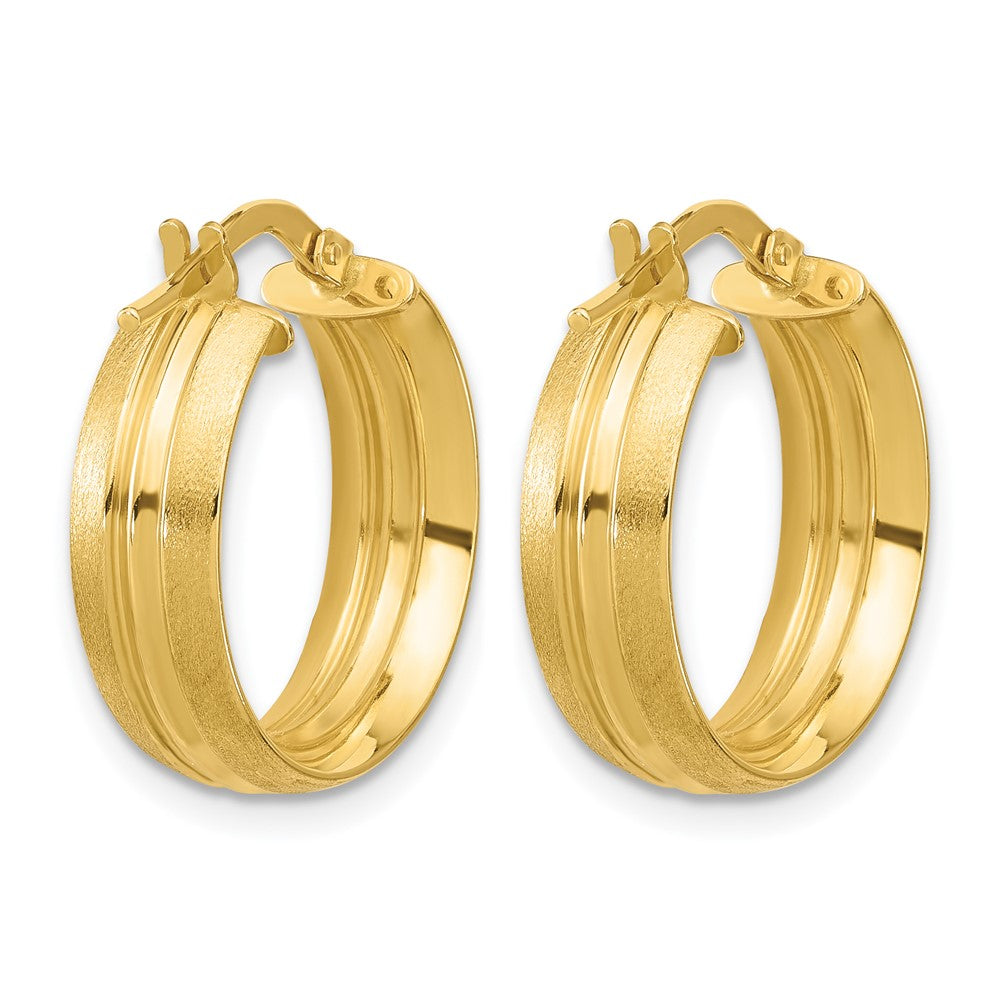 14K Gelbgold Poliert und Satiniert Rund Creolen