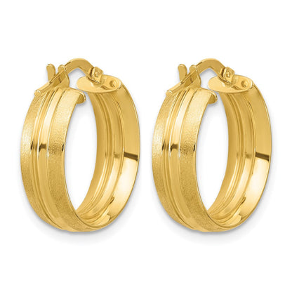 14K Gelbgold Poliert und Satiniert Rund Creolen