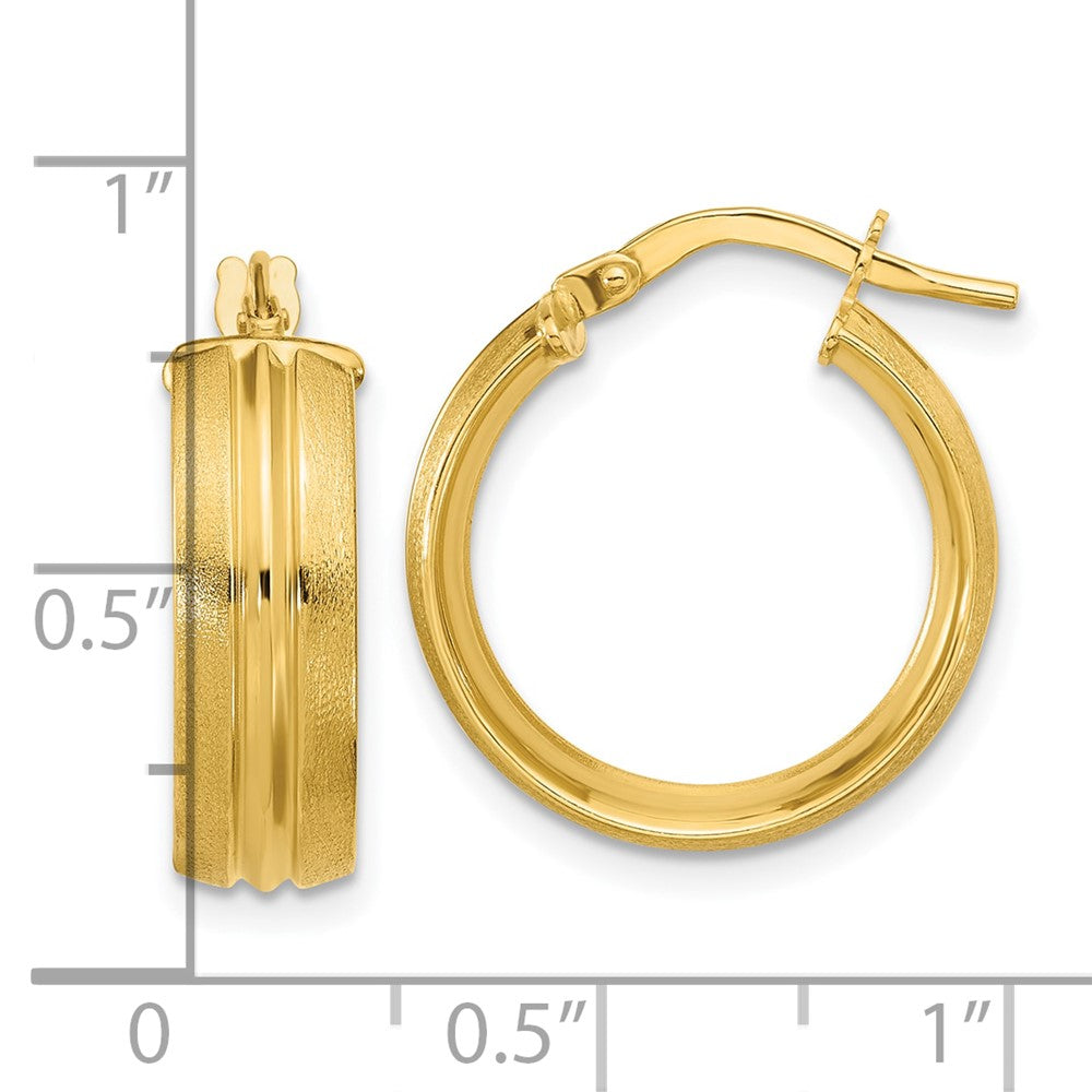 14K Gelbgold Poliert und Satiniert Rund Creolen