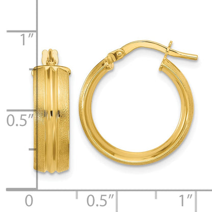 14K Gelbgold Poliert und Satiniert Rund Creolen