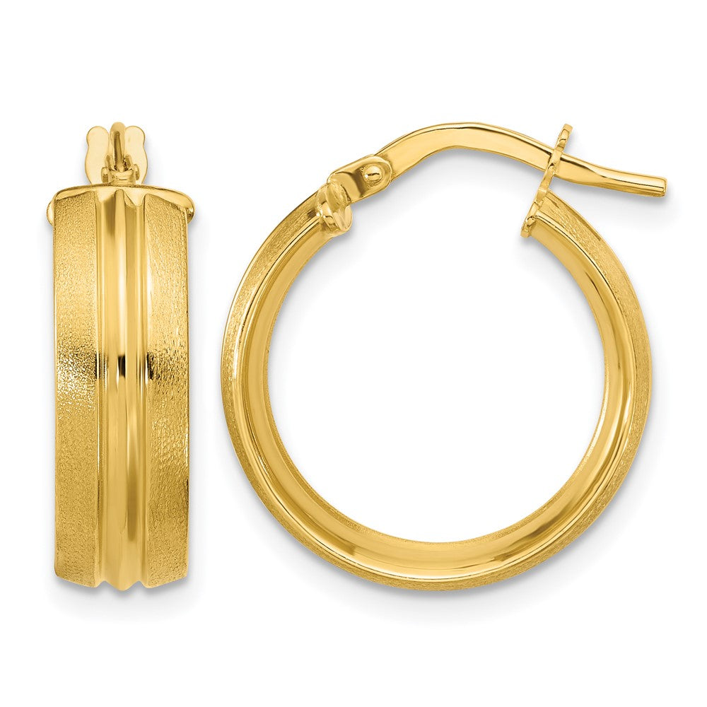 14K Gelbgold Poliert und Satiniert Rund Creolen