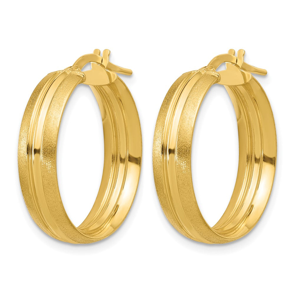 14K Gelbgold Poliert und Satiniert Rund Creolen