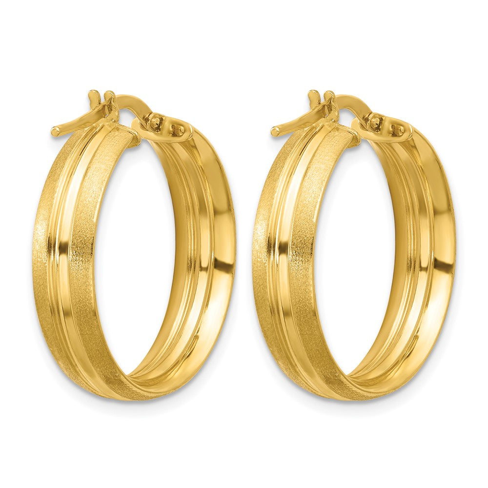 14K Gelbgold Poliert und Satiniert Rund Creolen