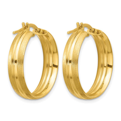 14K Gelbgold Poliert und Satiniert Rund Creolen