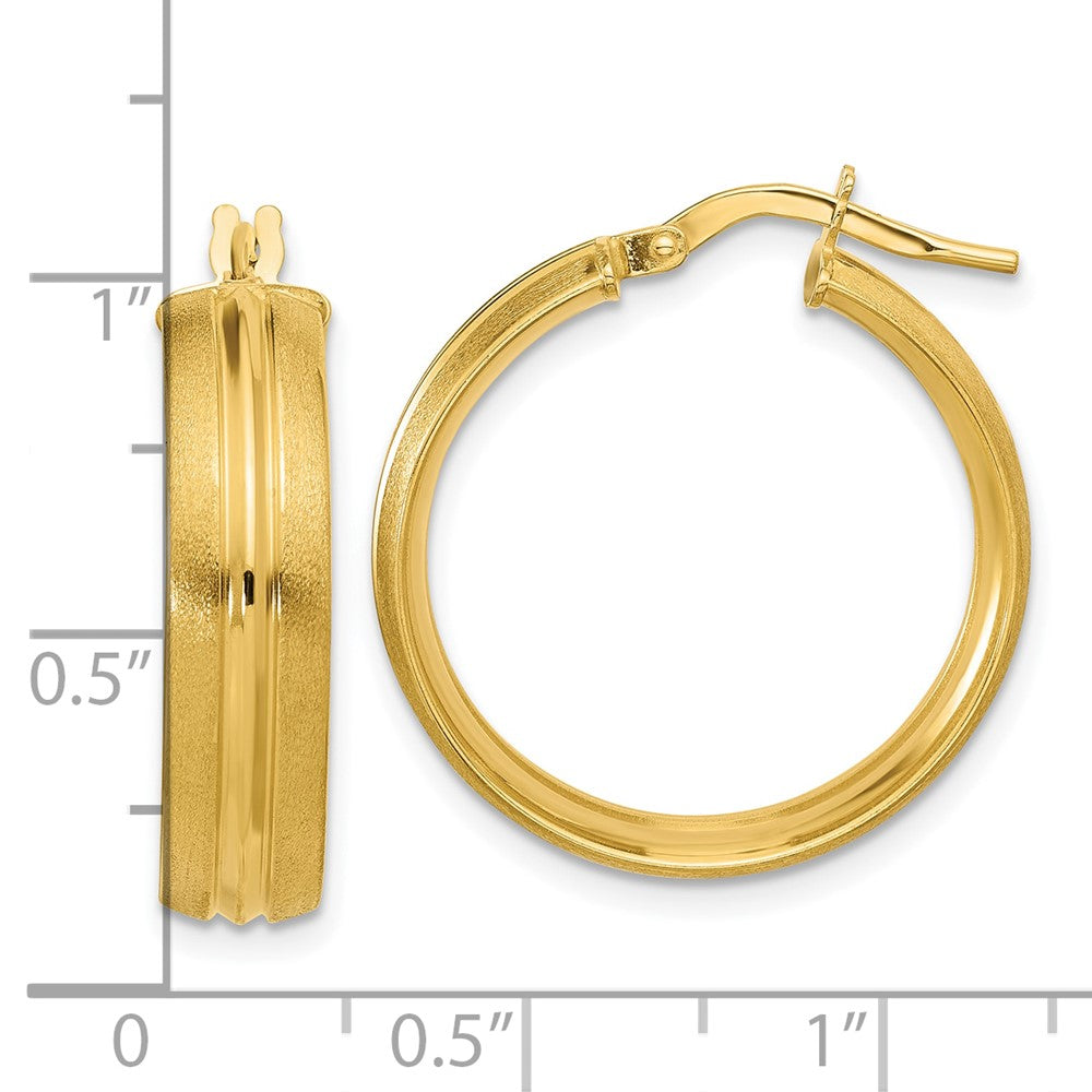 14K Gelbgold Poliert und Satiniert Rund Creolen