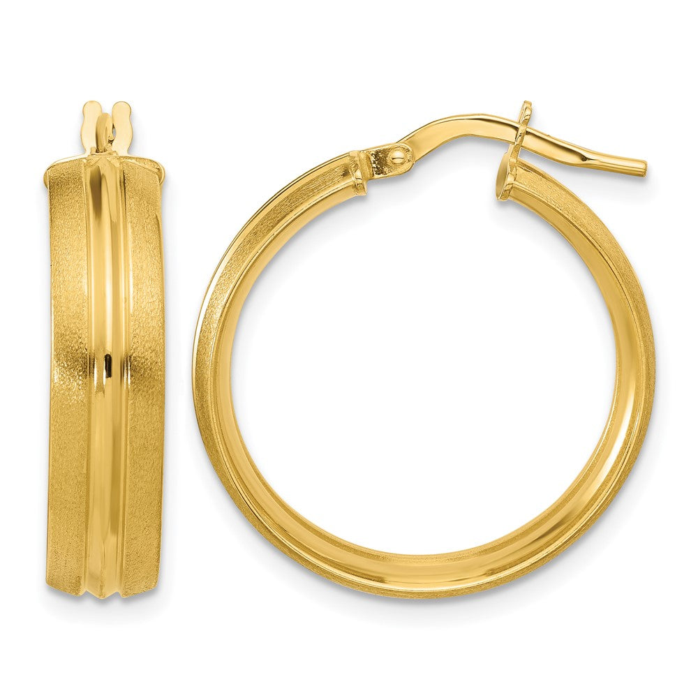 14K Gelbgold Poliert und Satiniert Rund Creolen
