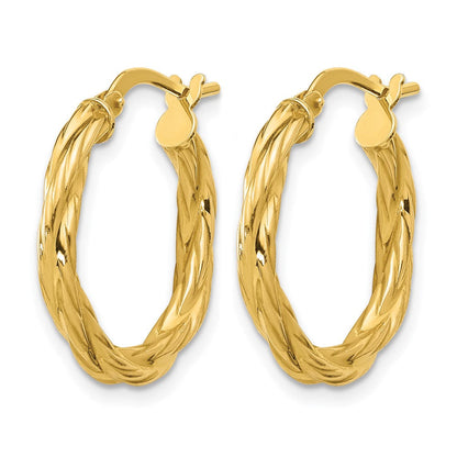 14K Gelbgold Poliert Gedreht Rund Creolen
