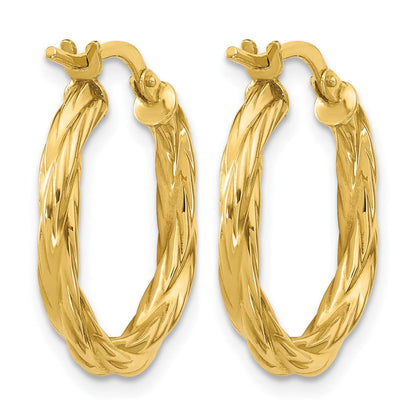 14K Gelbgold Poliert Gedreht Rund Creolen