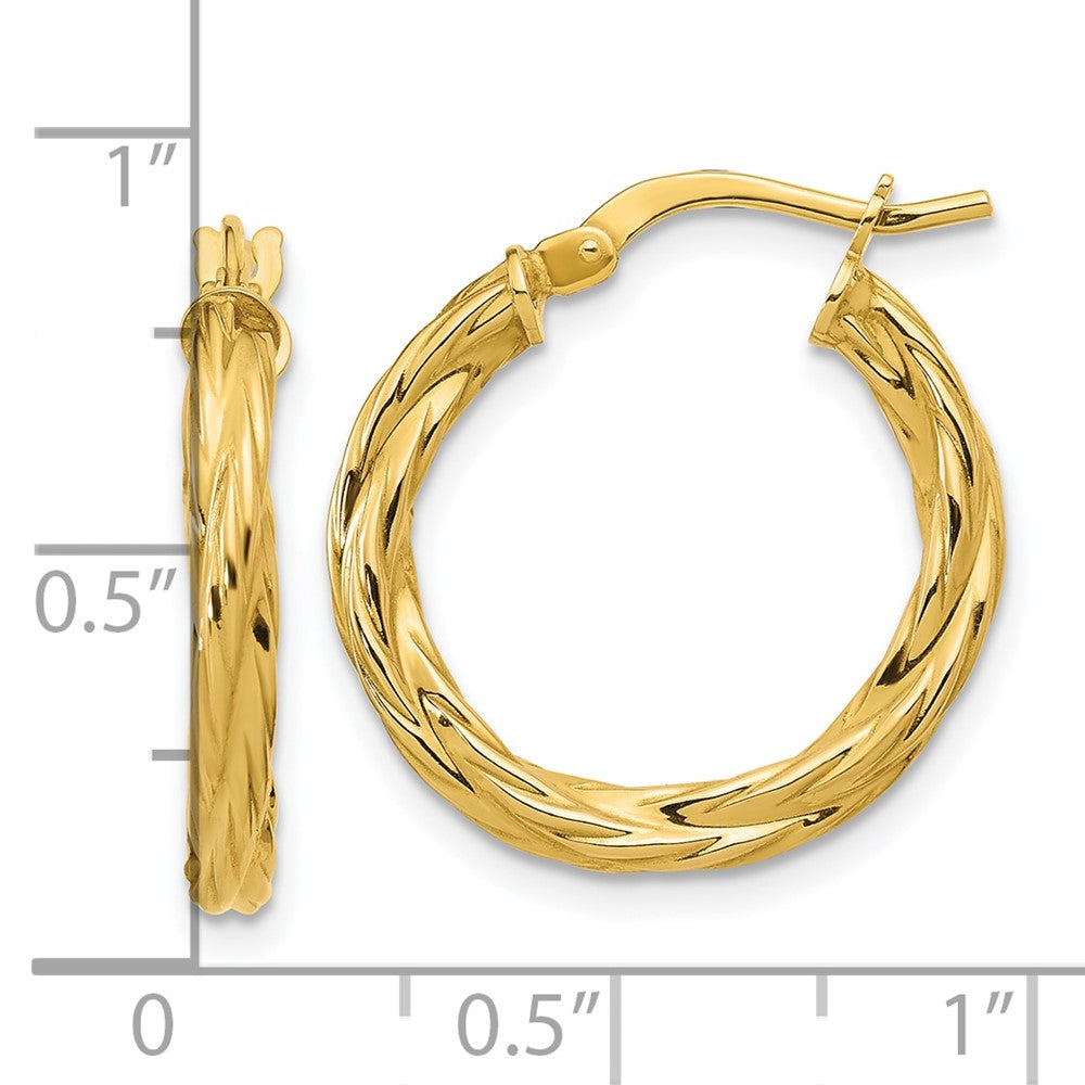 14K Gelbgold Poliert Gedreht Rund Creolen
