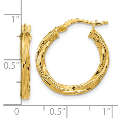 14K Gelbgold Poliert Gedreht Rund Creolen