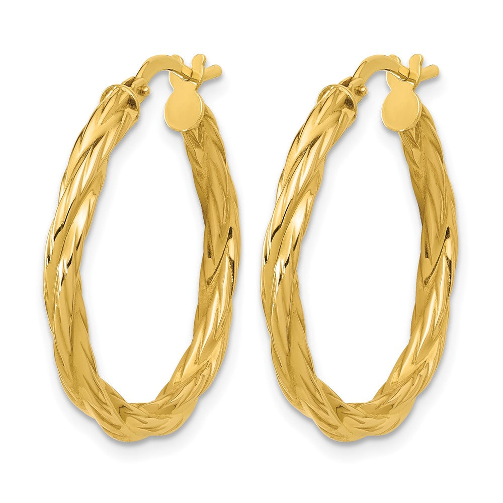 14K Gelbgold Poliert Gedreht Rund Creolen