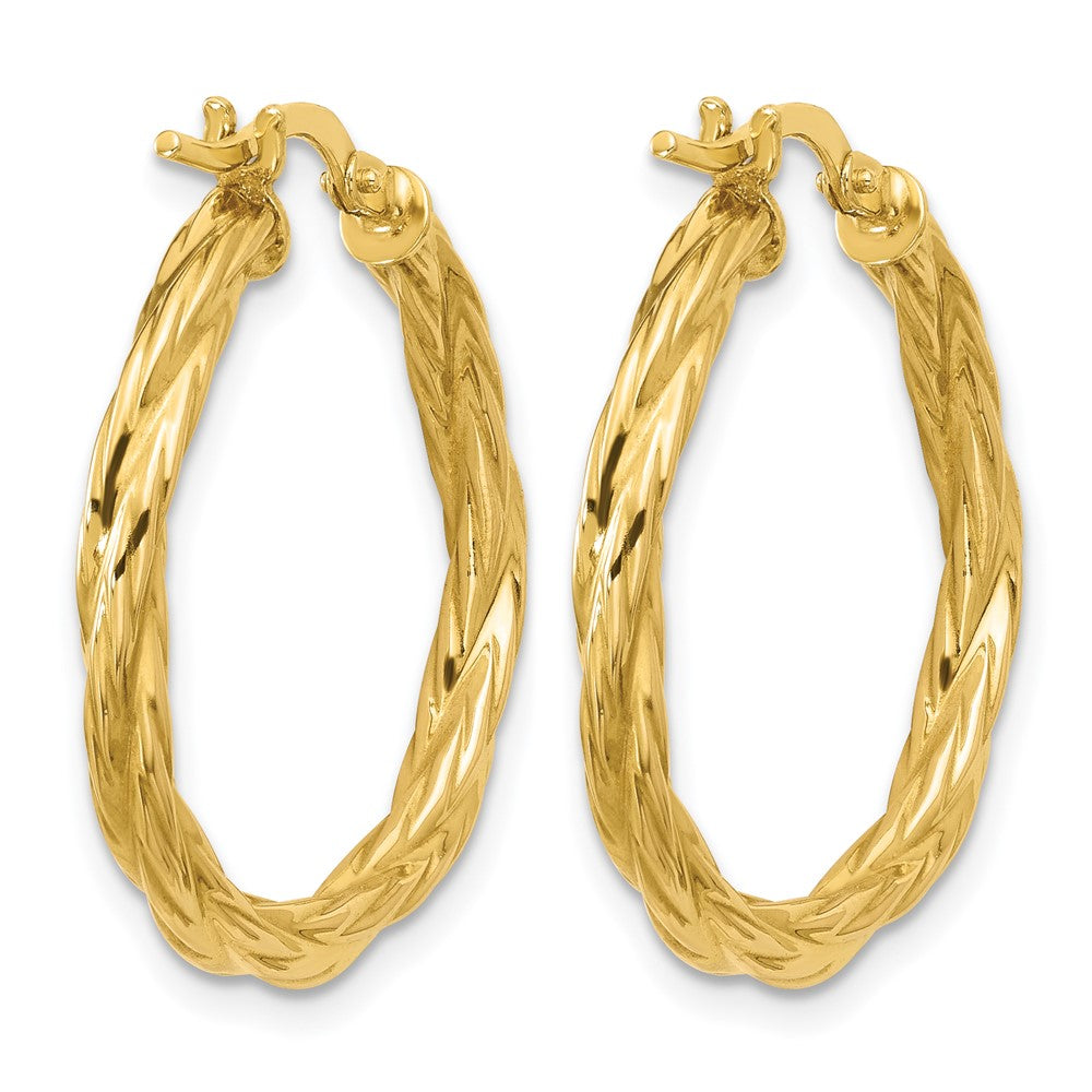 14K Gelbgold Poliert Gedreht Rund Creolen