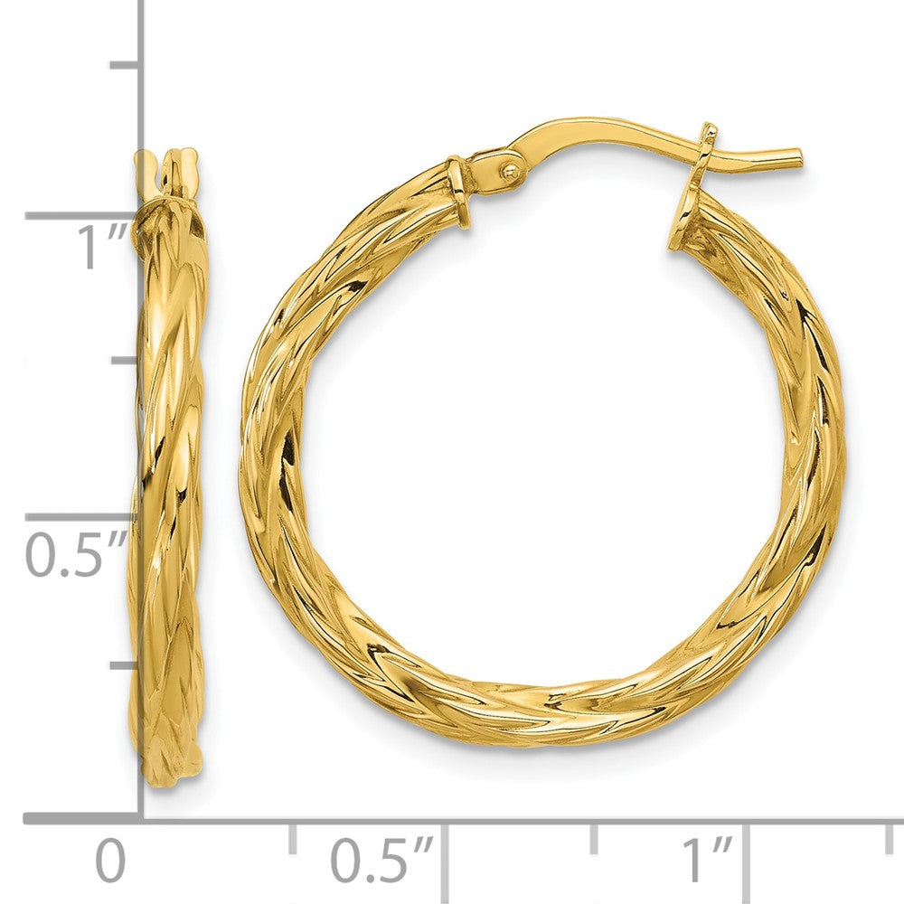 14K Gelbgold Poliert Gedreht Rund Creolen