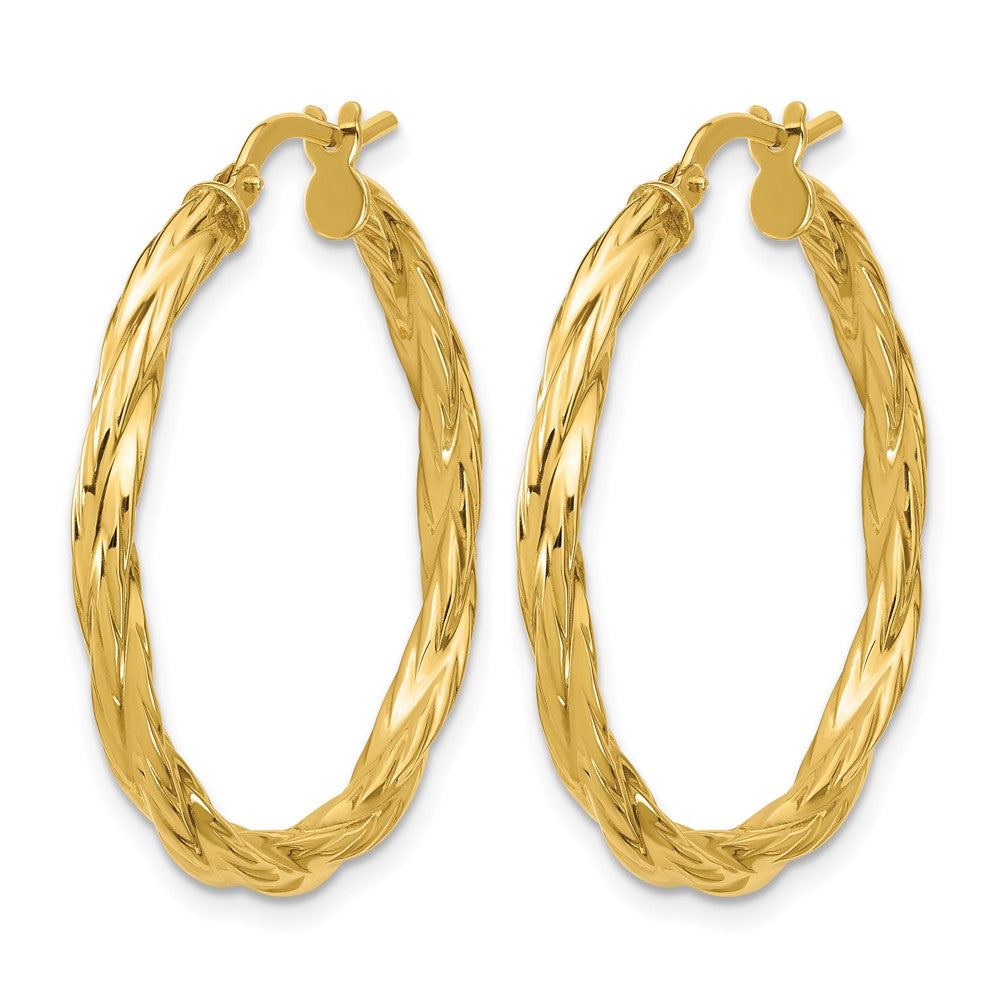 14K Gelbgold Poliert Gedreht Rund Creolen