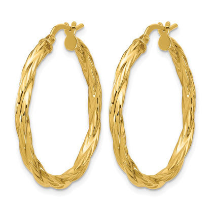 14K Gelbgold Poliert Gedreht Rund Creolen