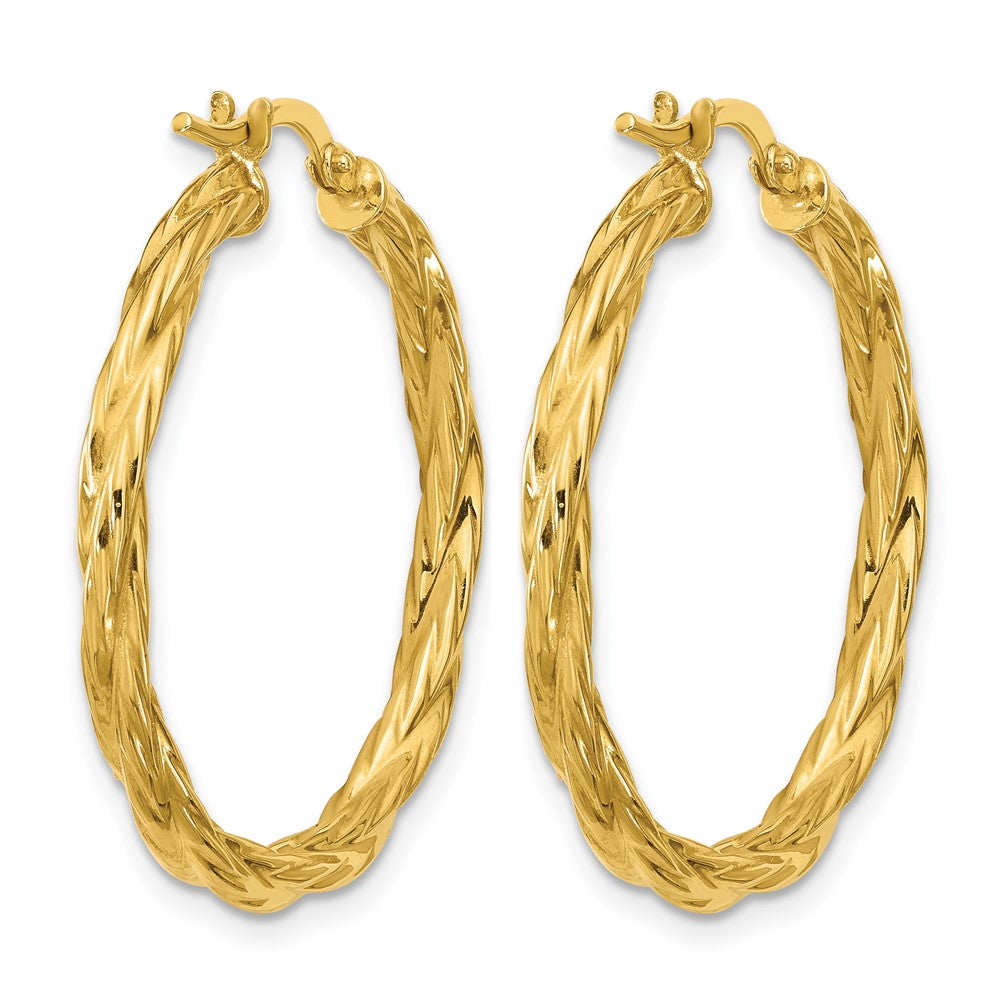 14K Gelbgold Poliert Gedreht Rund Creolen