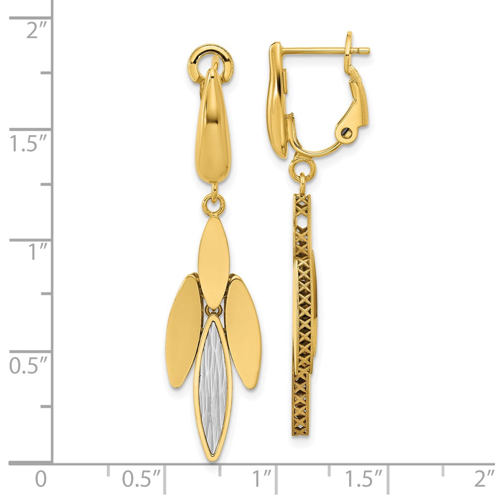 14K Bicolor Poliert/dia Schliff Fantasie Hängend Omega Ohrringe