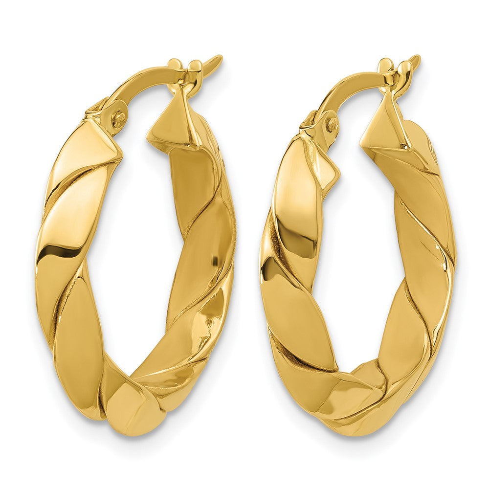 14K Gelbgold Poliert und Gerillt Fantasie Creolen