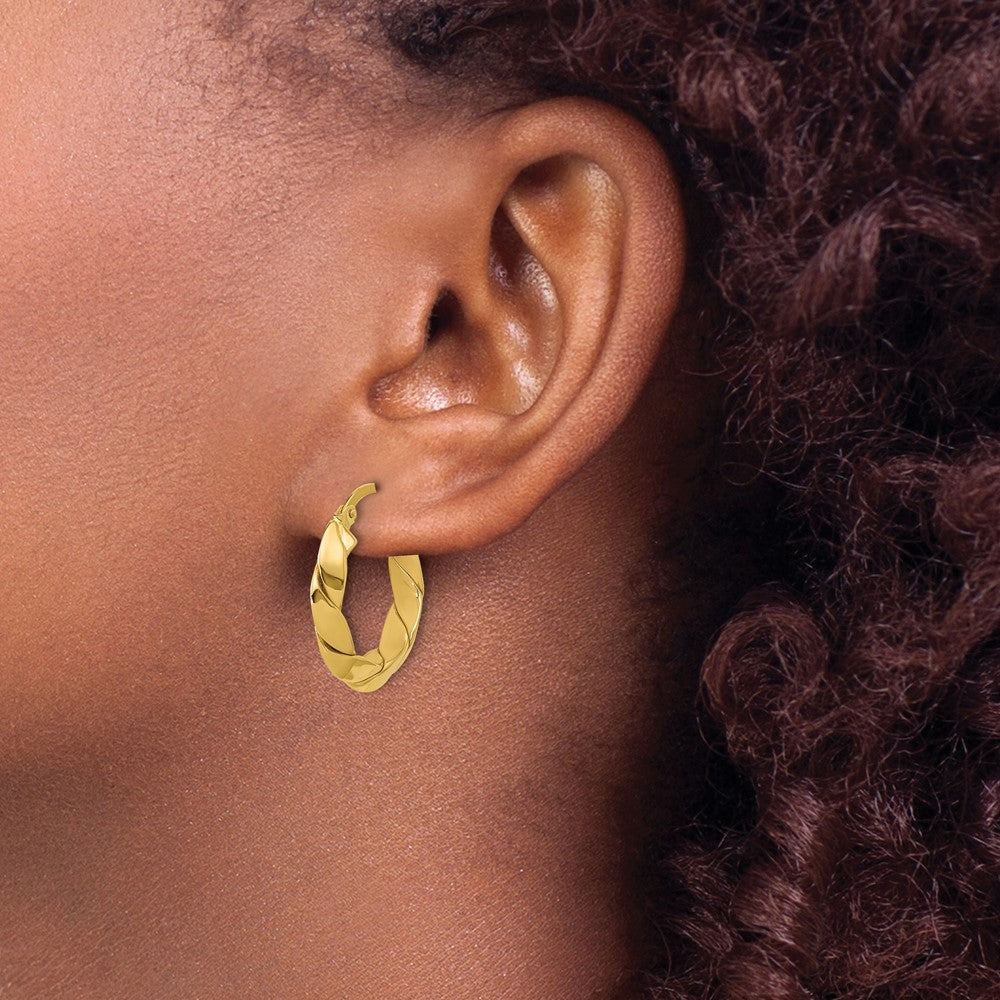 14K Gelbgold Poliert und Gerillt Fantasie Creolen