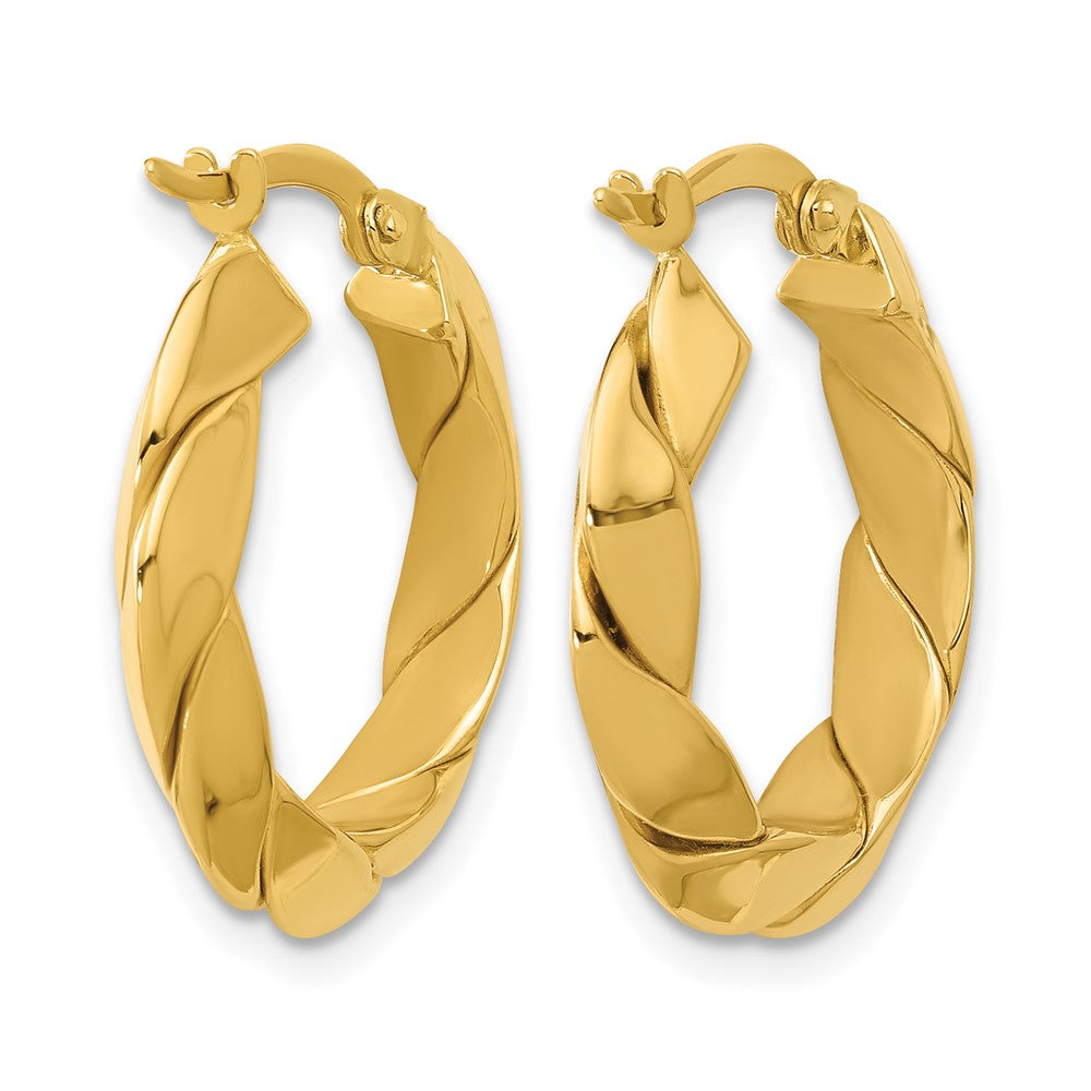 14K Gelbgold Poliert und Gerillt Fantasie Creolen