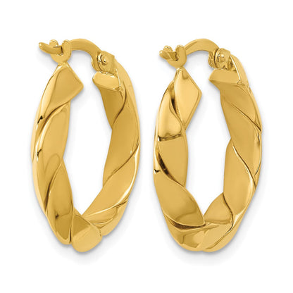 14K Gelbgold Poliert und Gerillt Fantasie Creolen