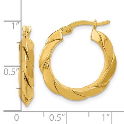 14K Gelbgold Poliert und Gerillt Fantasie Creolen