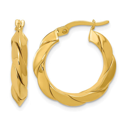 14K Gelbgold Poliert und Gerillt Fantasie Creolen