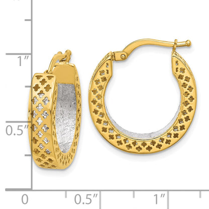 14K Bicolor Poliert und Diamantiert Creolen