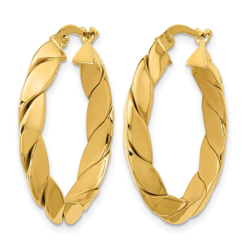 14K Gelbgold Poliert und Gerillt Fantasie Creolen
